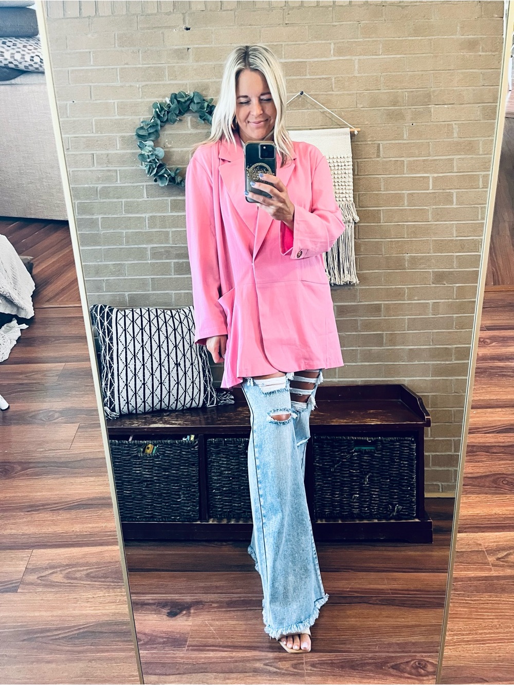 DAVI & DANI Bright Pink Relaxed Blazer
